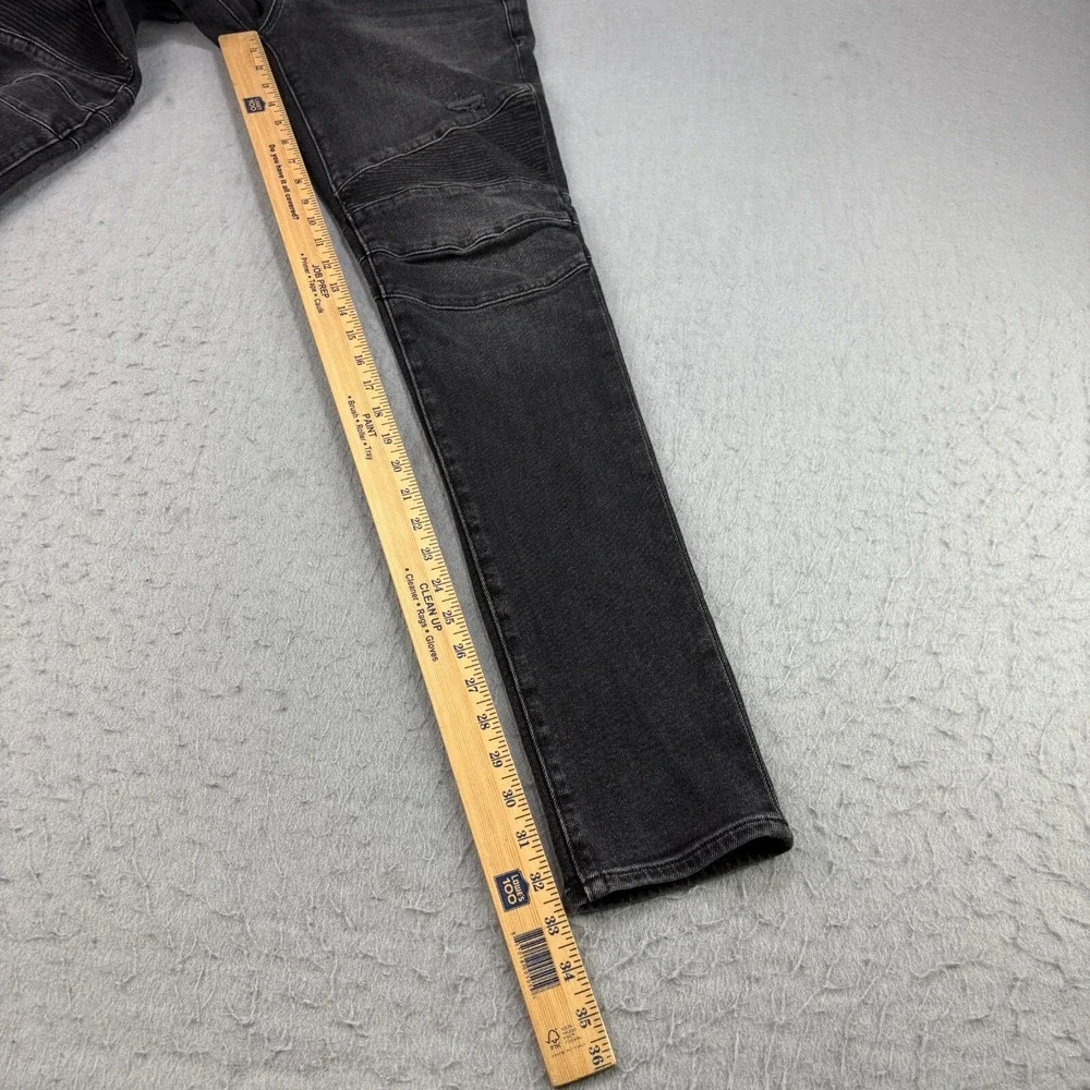 Hudson‎ Jeans Mens 29x33 Black Ethan Biker Skinny Distressed Denim Stretch NEW